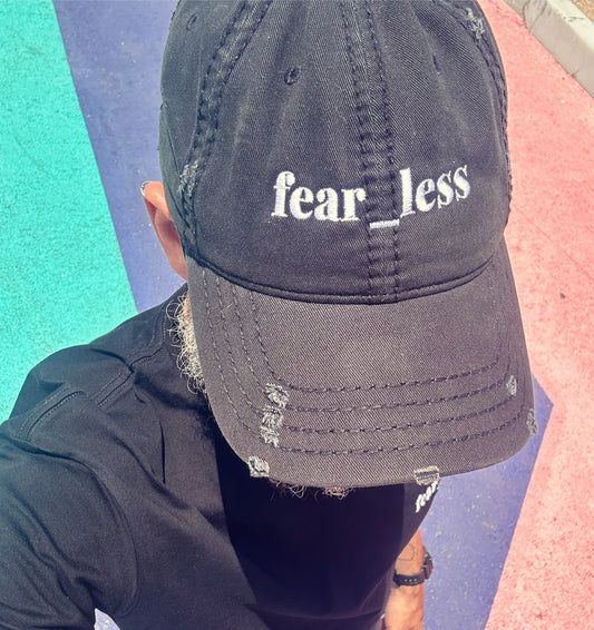 fear_less | Embroidered Distressed Hat